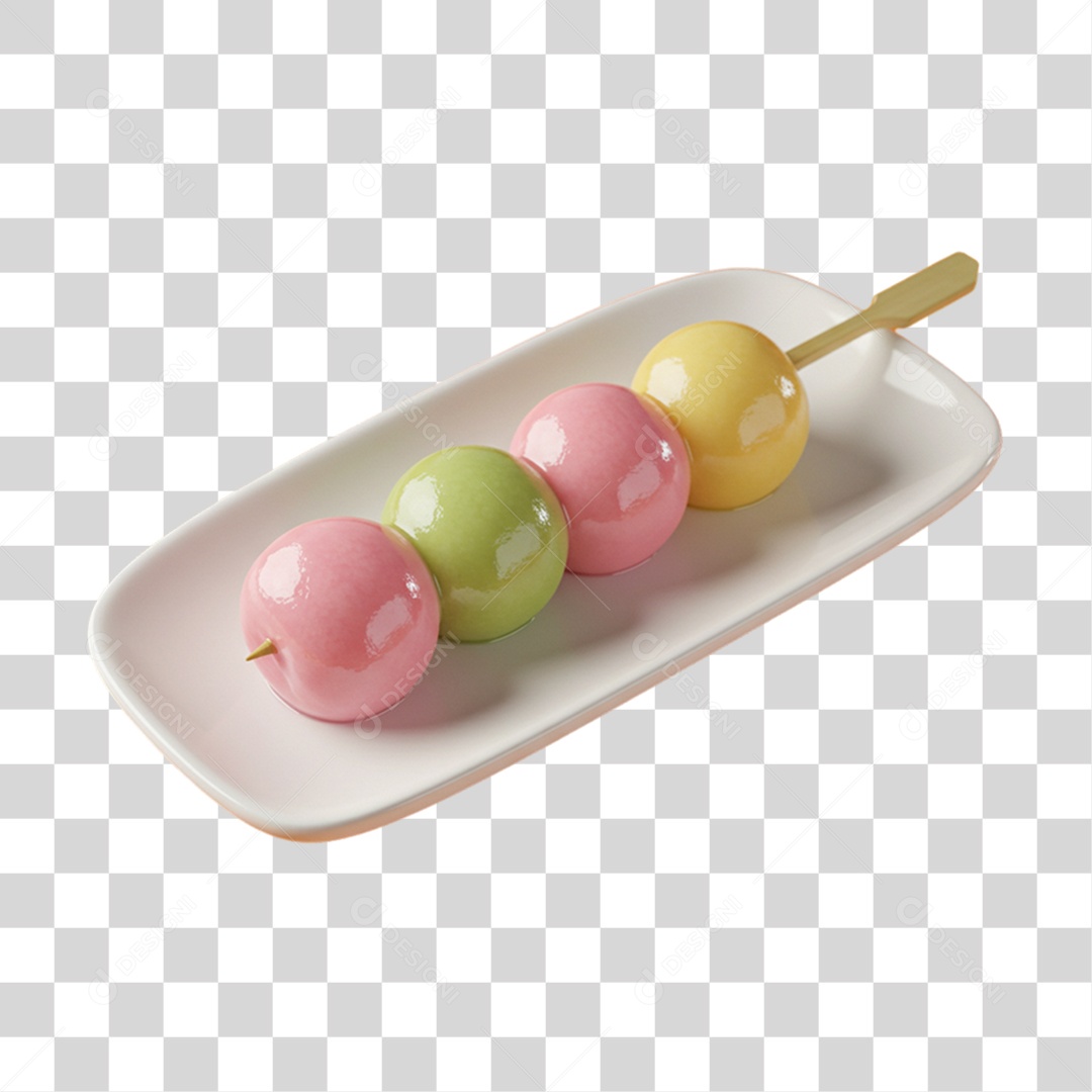 Dango Doce Tradicional da Culinária Japonesa PNG Transparente