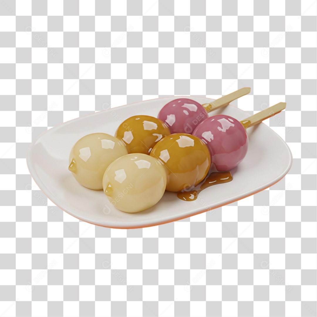 Dango Doce Tradicional da Culinária Japonesa PNG Transparente