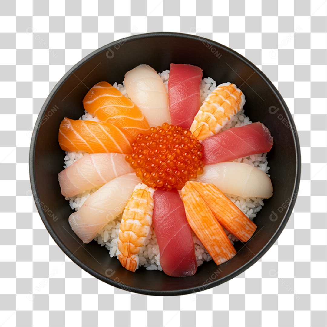 Prato Chirashi Sushi da Culinária Japonesa PNG Transparente