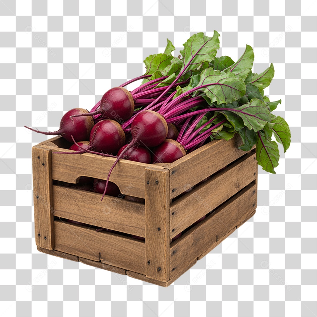Caixa de Madeira com Beterrabas PNG Transparente