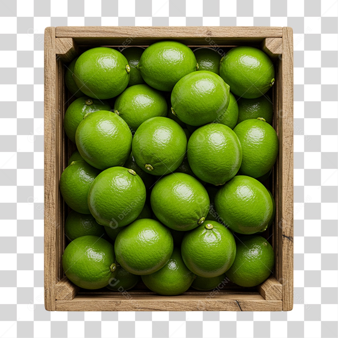 Caixa de Madeira com Limões PNG Transparente