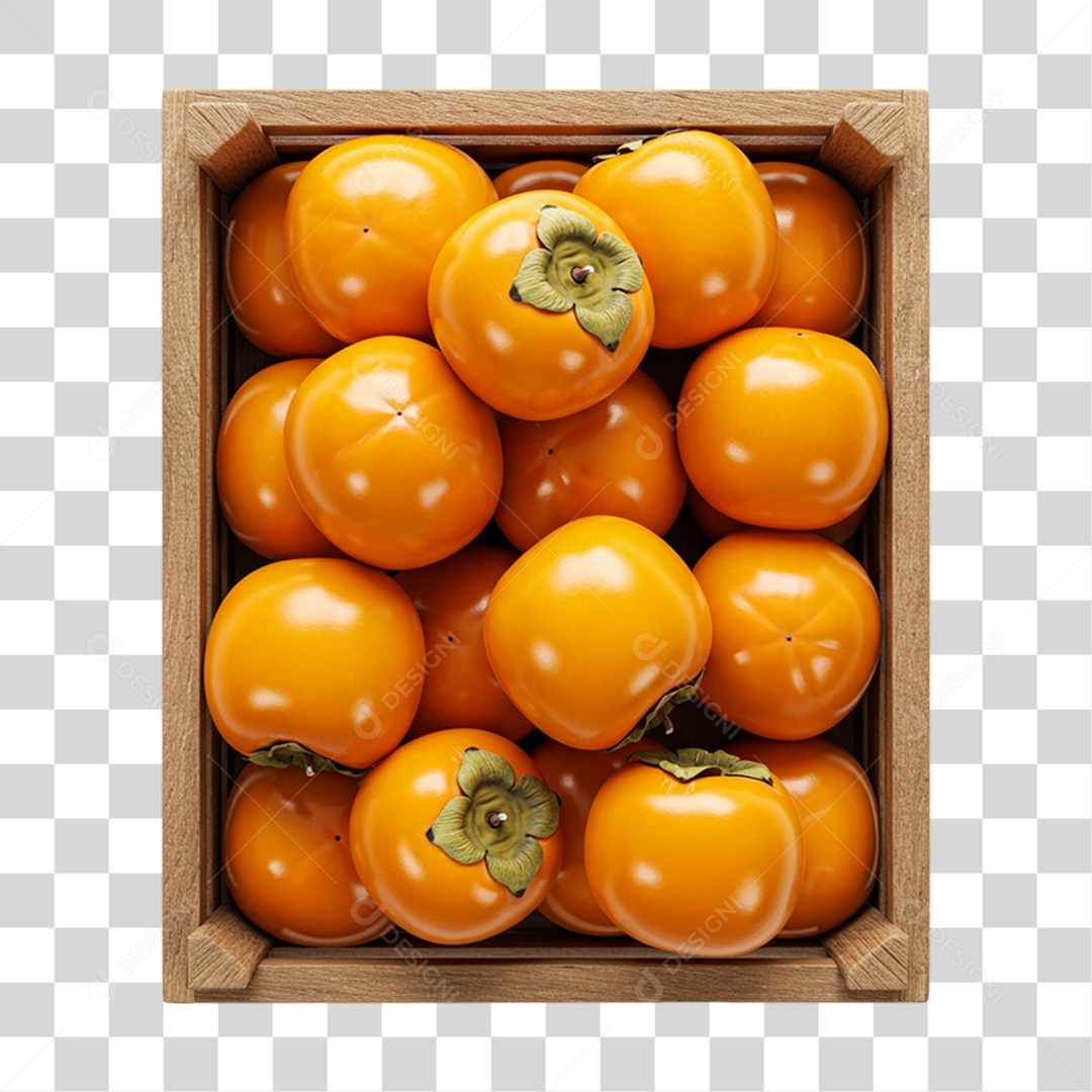 Caixa de Madeira com Caquis PNG Transparente