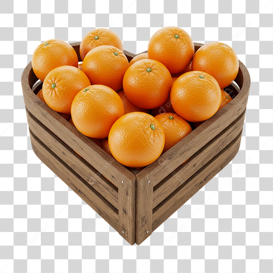 Caixa de Madeira com Laranjas PNG Transparente