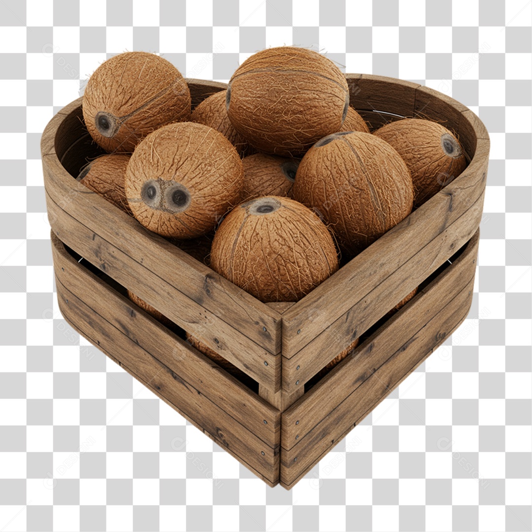 Caixa de Madeira com Kiwi PNG Transparente