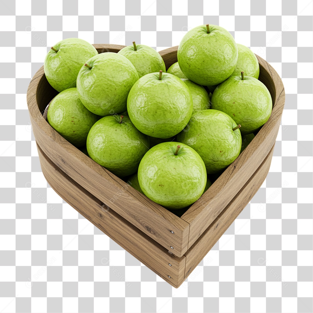 Caixa de Madeira com Goiabas PNG Transparente