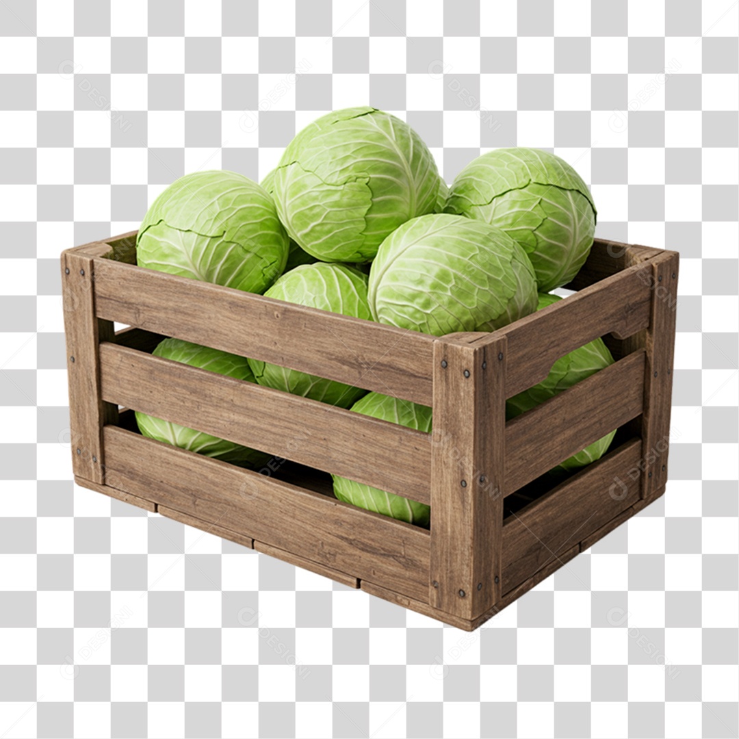 Caixa de Verduras Repolho PNG Transparente