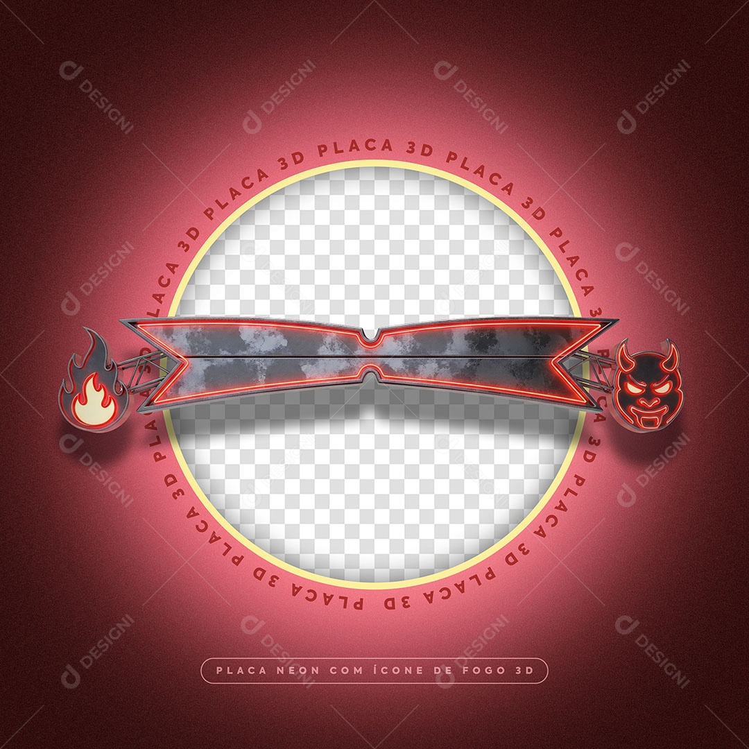 Placa Neon Elemento 3D Para Composição PSD