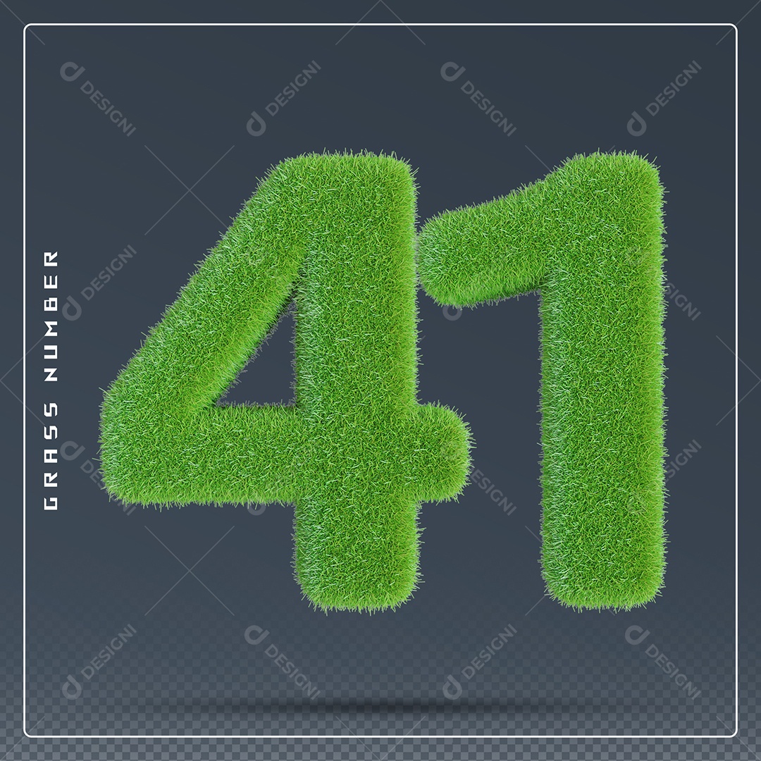 Elemento 3D Número 41 Verde para Composição PSD