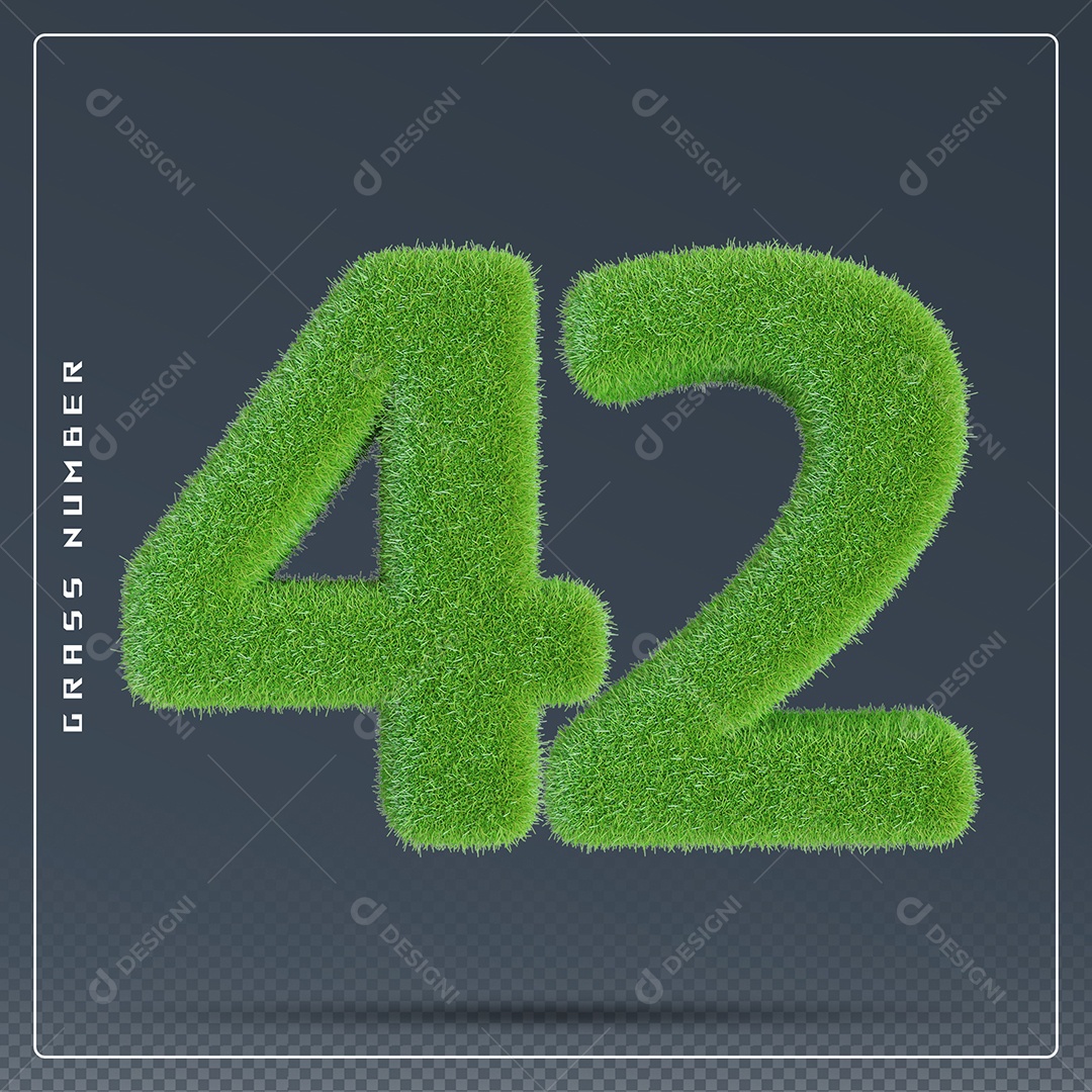 Elemento 3D Número 42 Verde para Composição PSD
