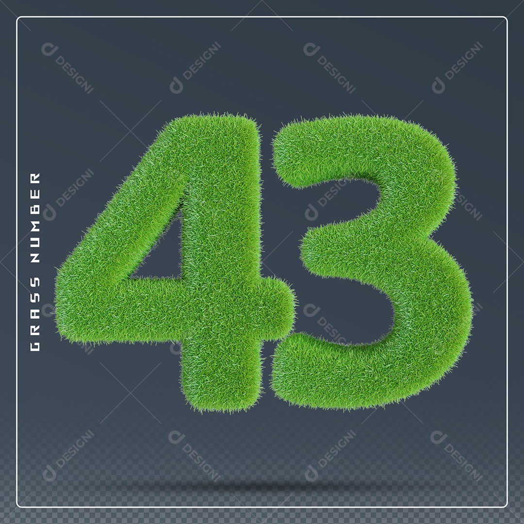 Elemento 3D Número 43 Verde para Composição PSD