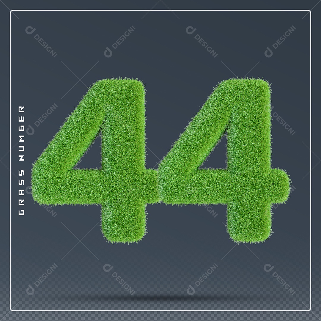 Elemento 3D Número 44 Verde para Composição PSD