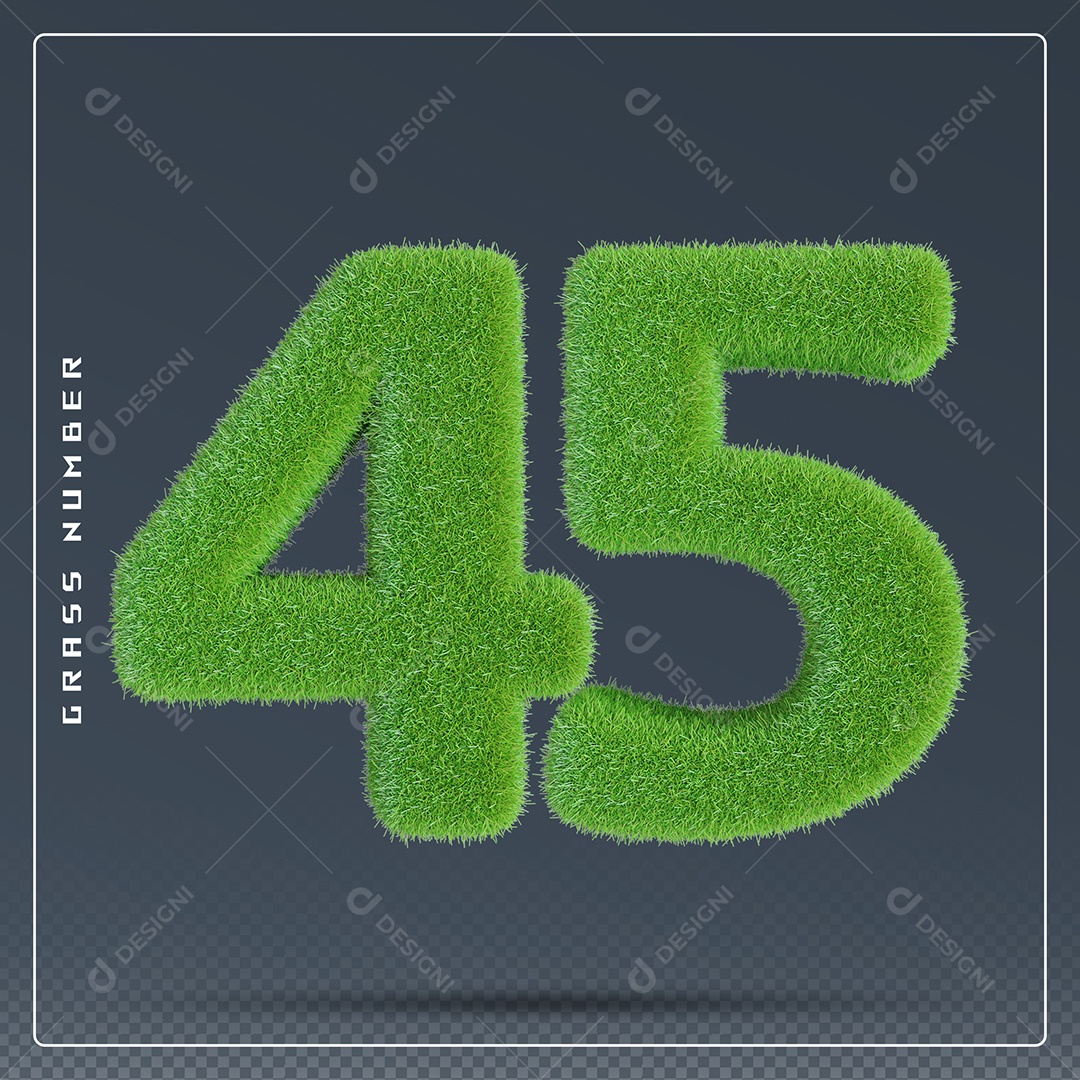 Elemento 3D Número 45 Verde para Composição PSD