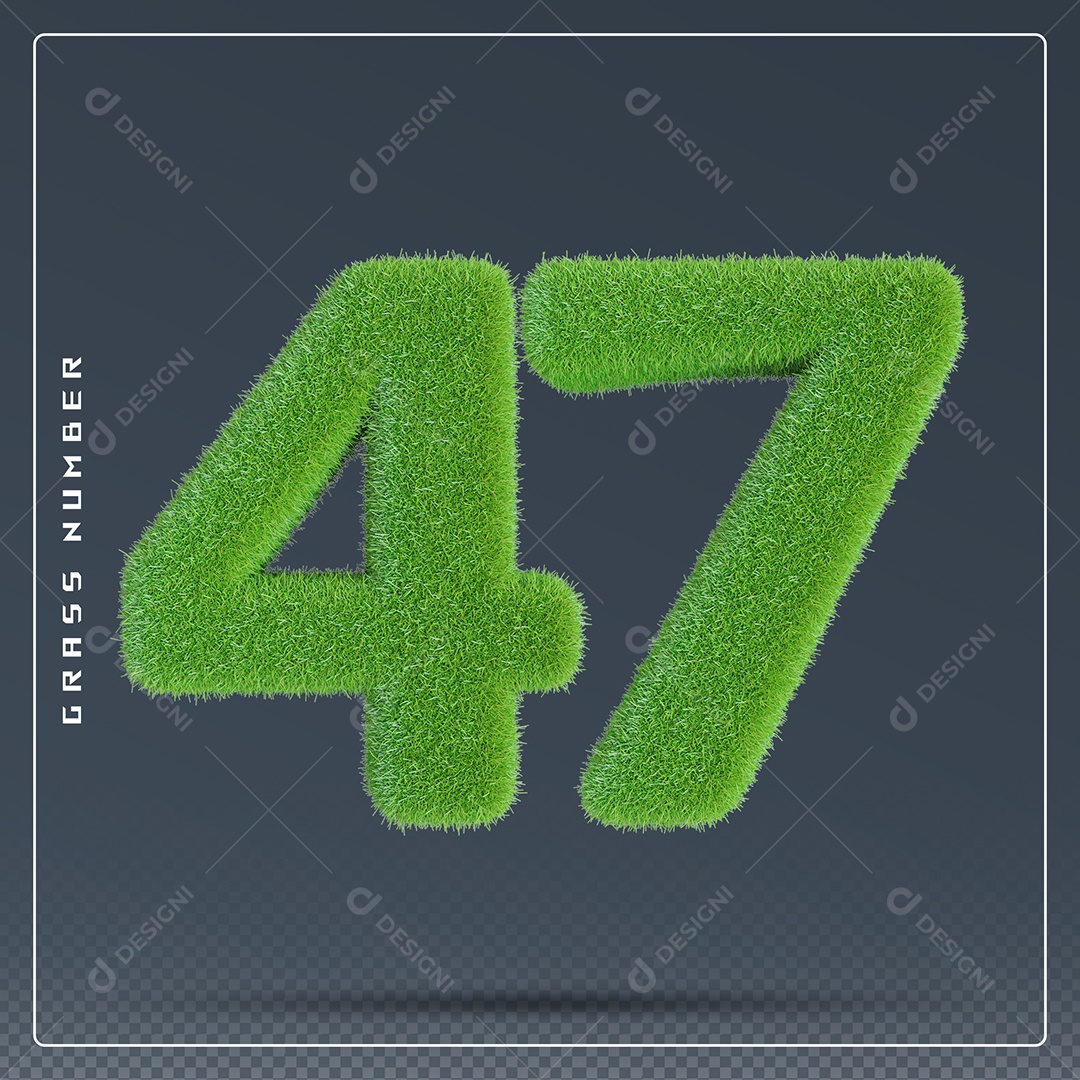 Elemento 3D Número 47 Verde para Composição PSD
