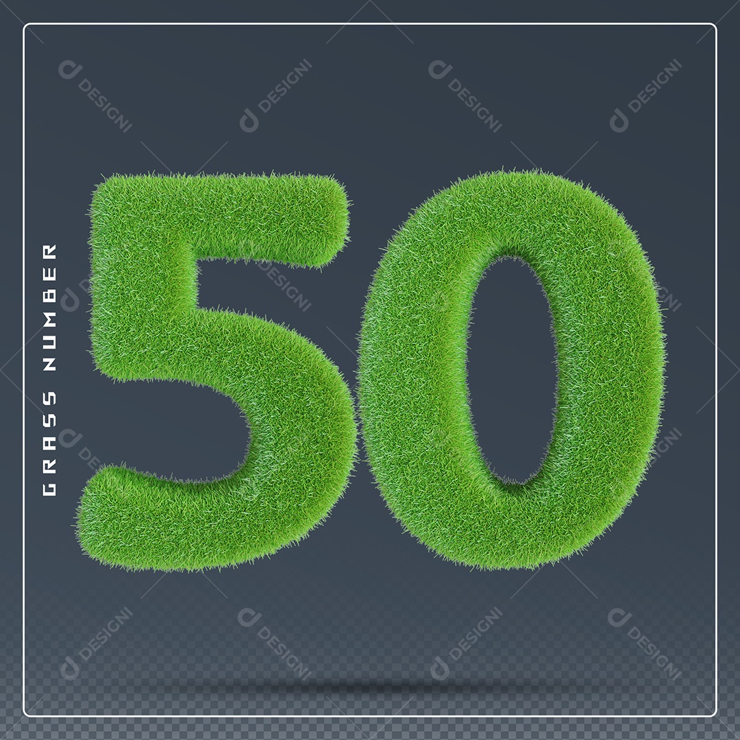 Elemento 3D Número 50 Verde para Composição PSD