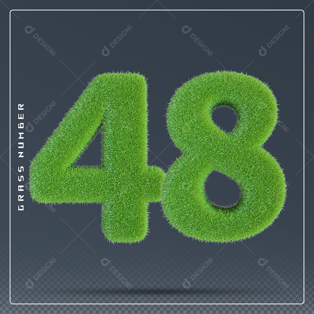 Elemento 3D Número 48 Verde para Composição PSD