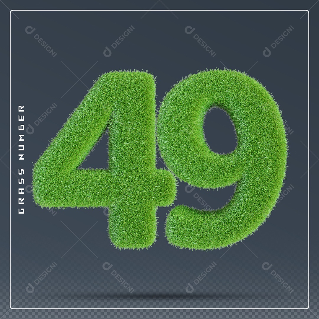 Elemento 3D Número 49 Verde para Composição PSD