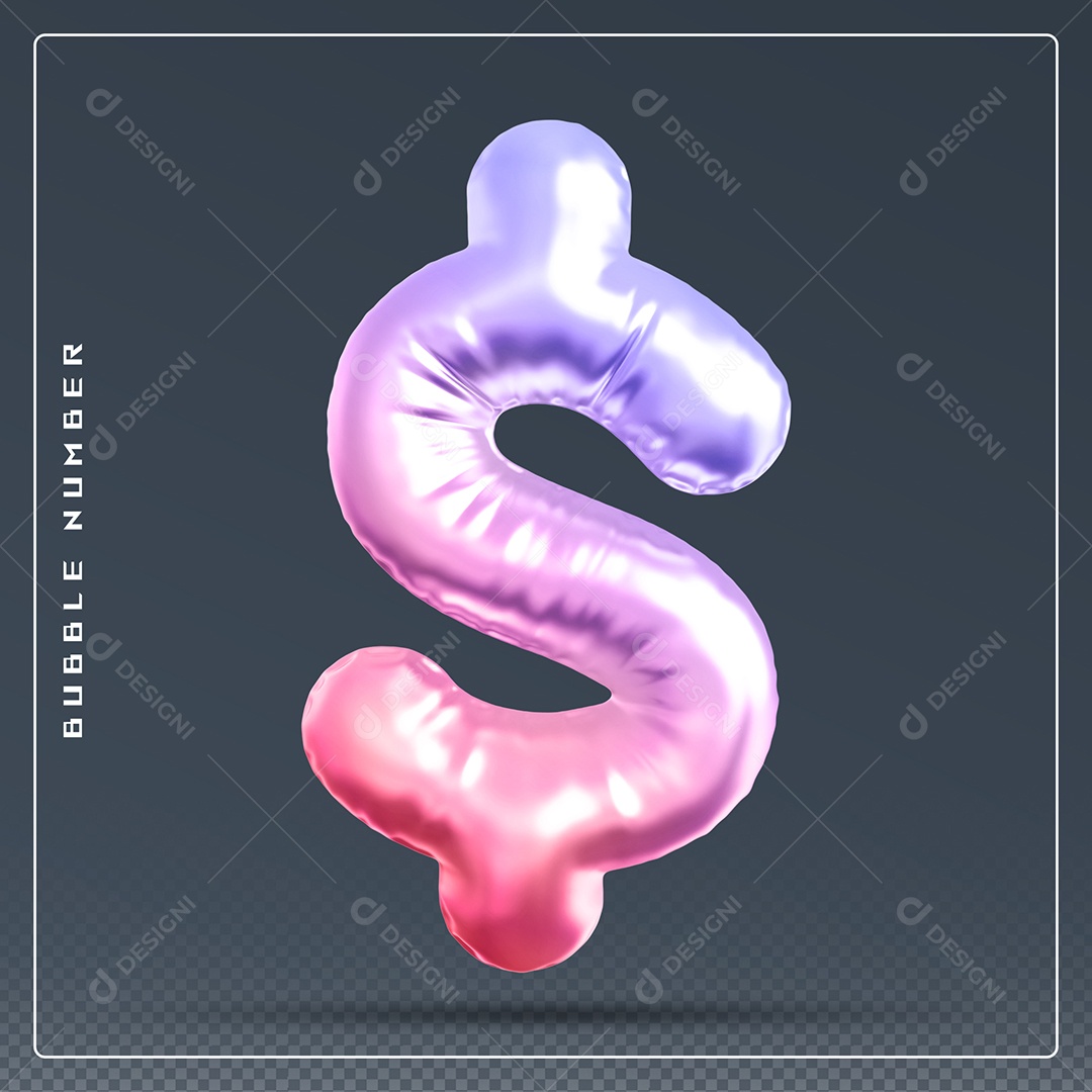 Elemento 3D Cifrão $ Colorido para Composição PSD