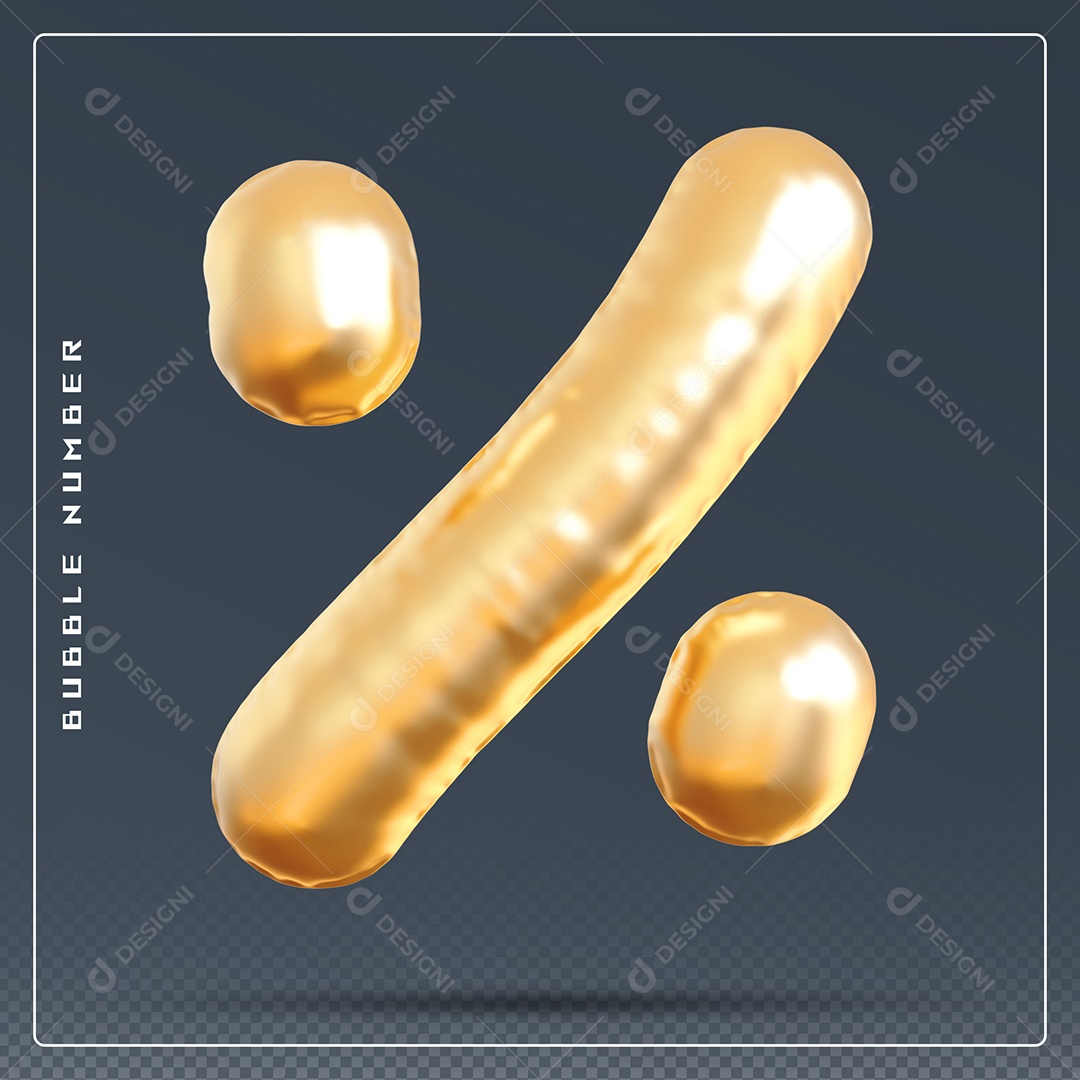 Símbolo 3D Dourado De Porcentagem Para Composição PSD