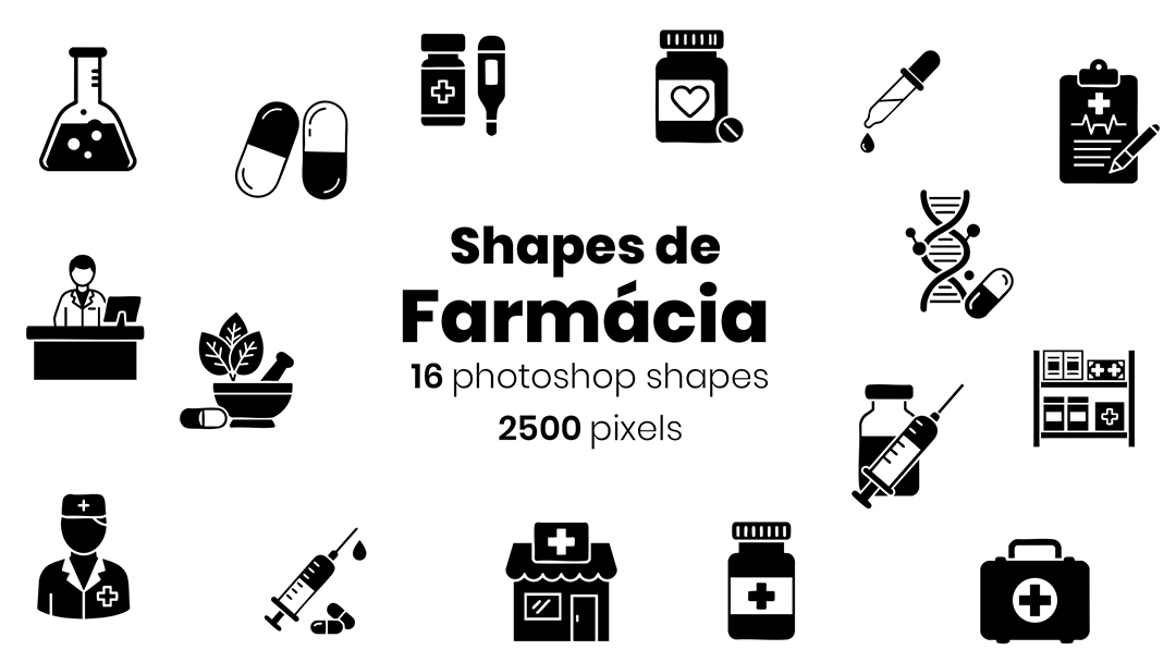 Conjunto De Ícones Farmácia Shapes CSH