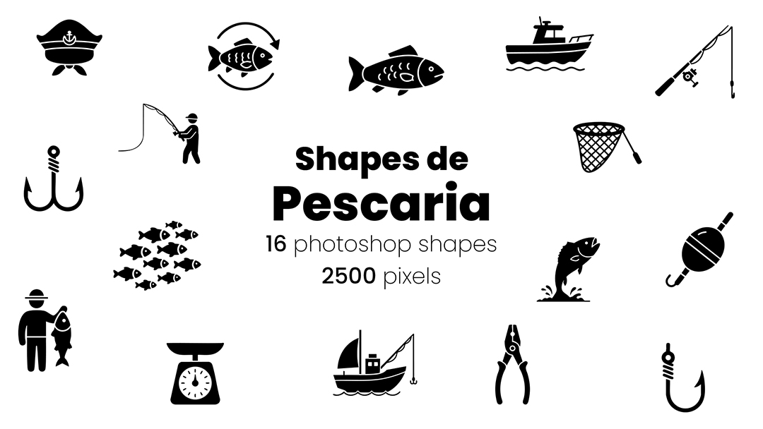 Conjunto De Ícones Pescaria Shapes CSH