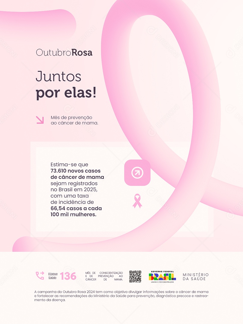 Outubro Rosa Juntos por Elas Social Media PSD Editável