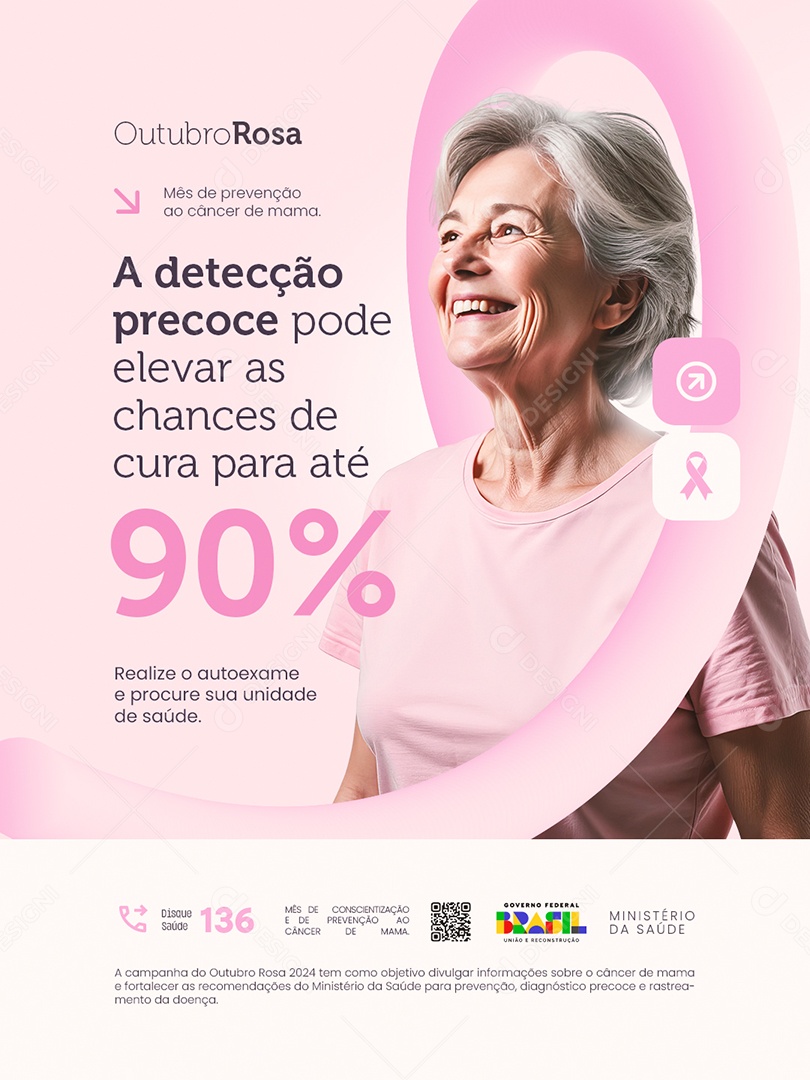 Outubro Rosa A Detecção Precoce Social Media PSD Editável