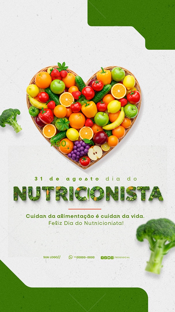 Story Dia Do Nutricionista 31 De Agosto Parabéns Social Media PSD Editável