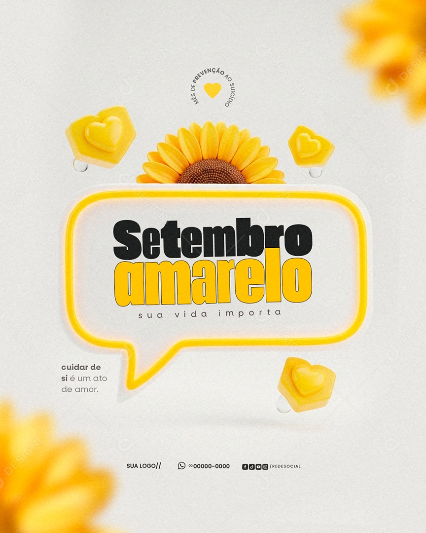 Setembro Amarelo Mês de Prevenção ao Suicídio Social Media PSD Editável