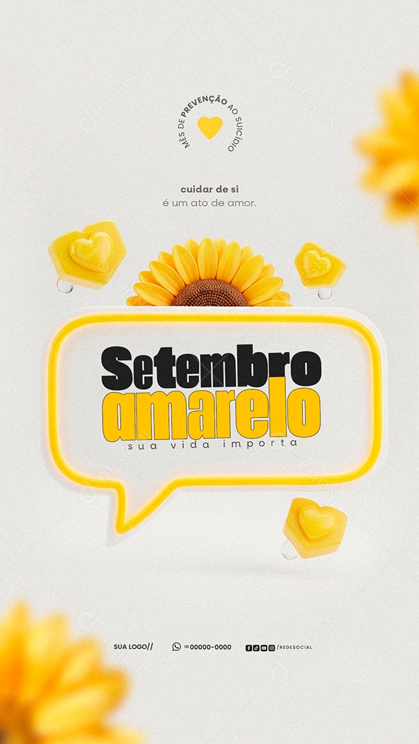 Story Setembro Amarelo Mês de Prevenção ao Suicídio Social Media PSD Editável