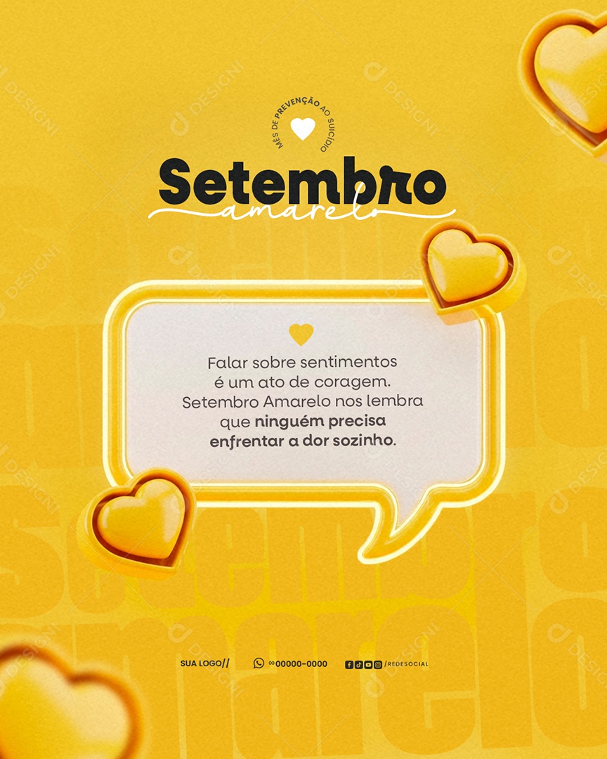 Setembro Amarelo Mês de Prevenção ao Suicídio Social Media PSD Editável