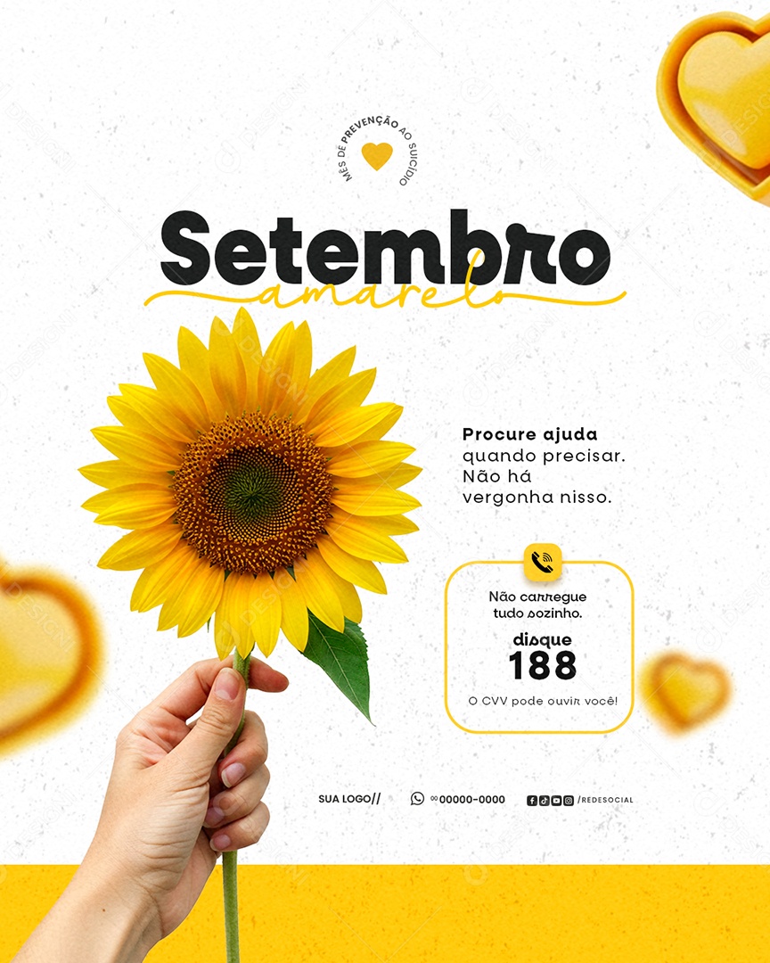 Setembro Amarelo Mês de Prevenção ao Suicídio Social Media PSD Editável