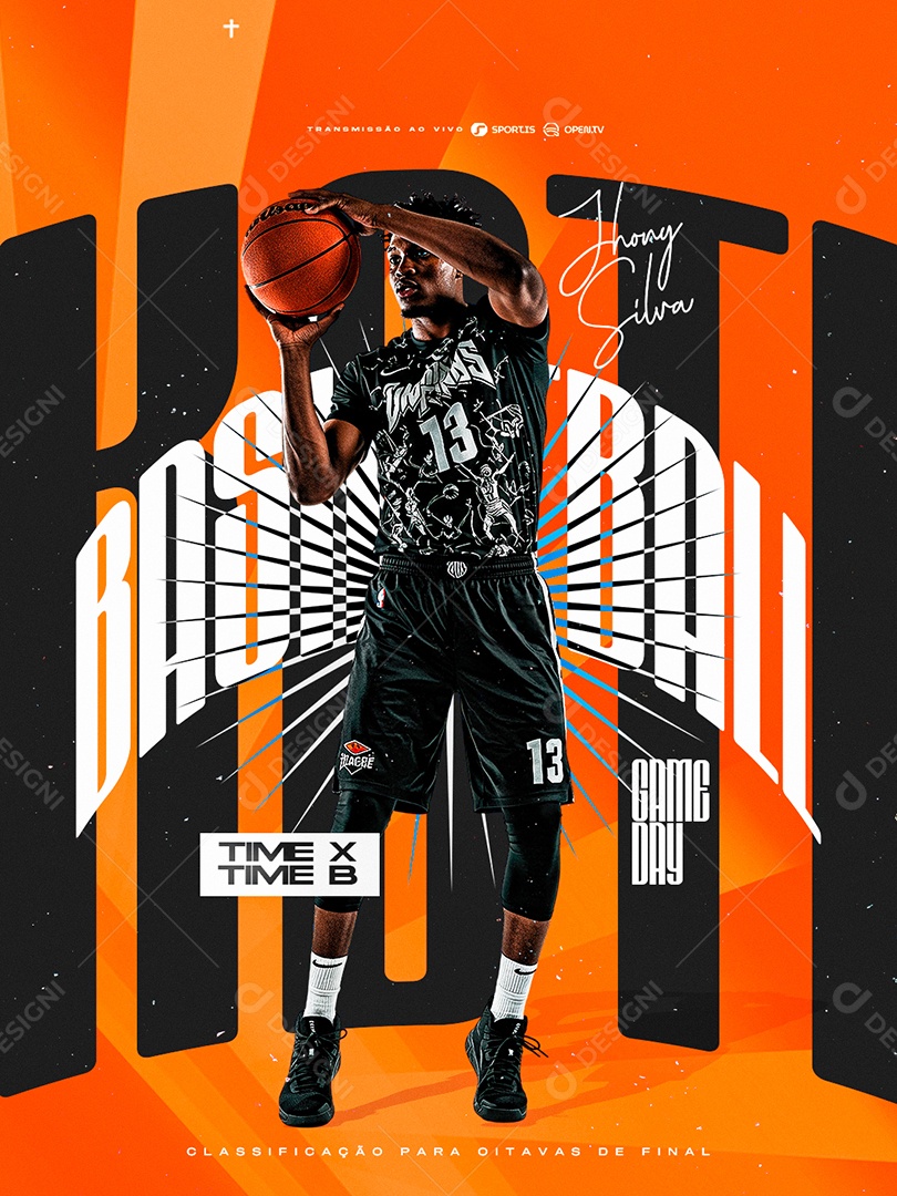 Jogo Basketball Classificação para Oitavas de Final Social Media PSD Editável