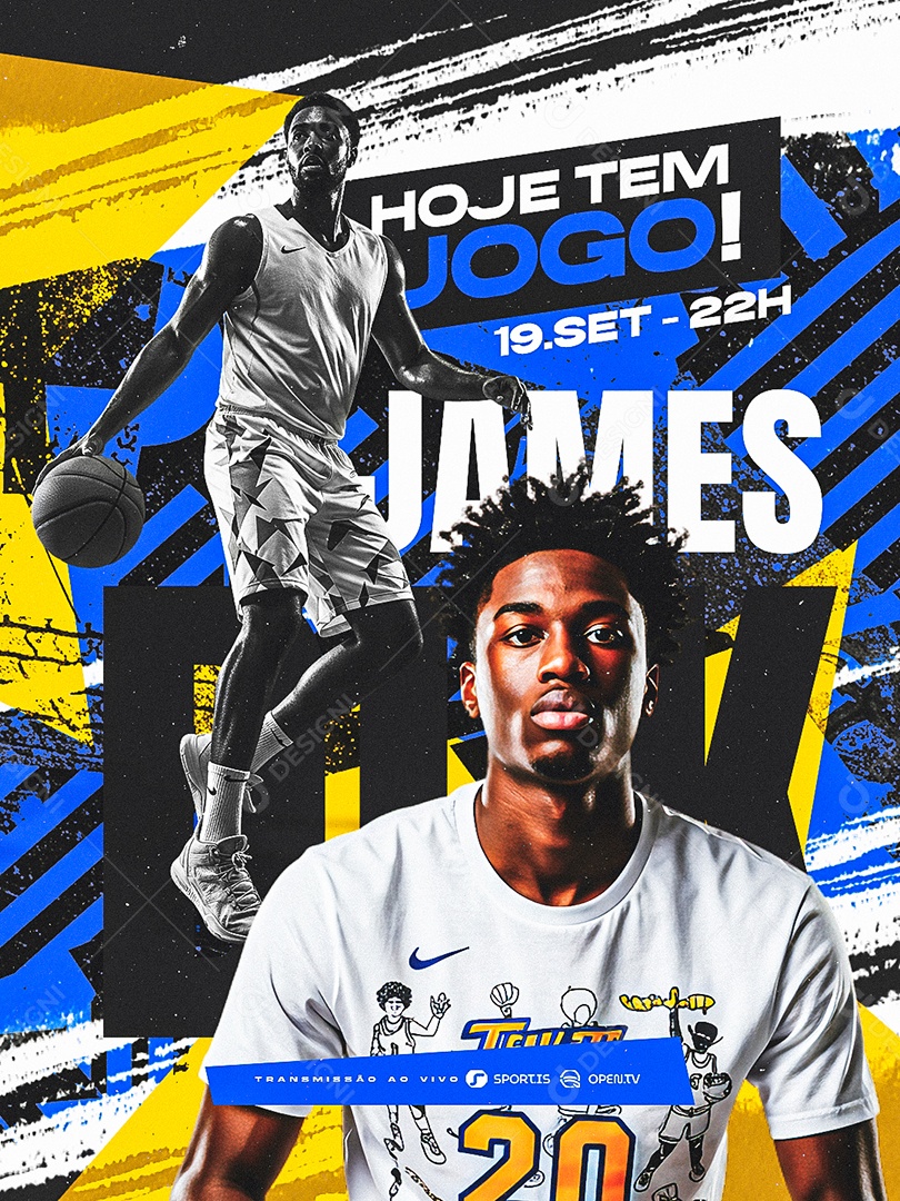 Hoje Tem Jogo Basketball James Social Media PSD Editável