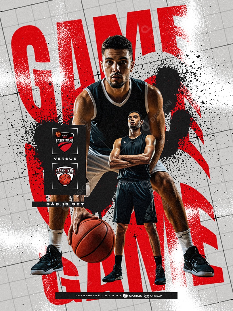 Jogo Basketball Game Social Media PSD Editável