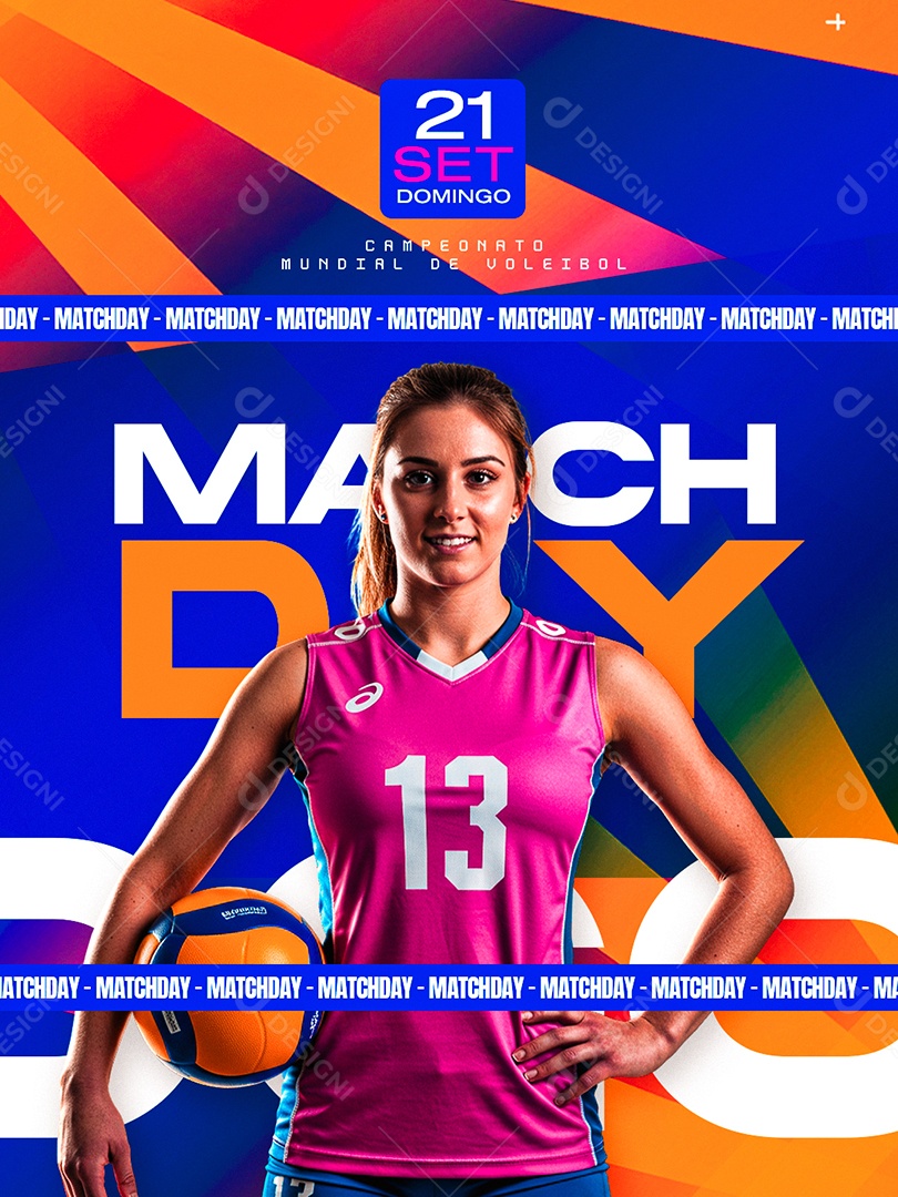 Campeonato Mundial de Voleibol Match Day Social Media PSD Editável
