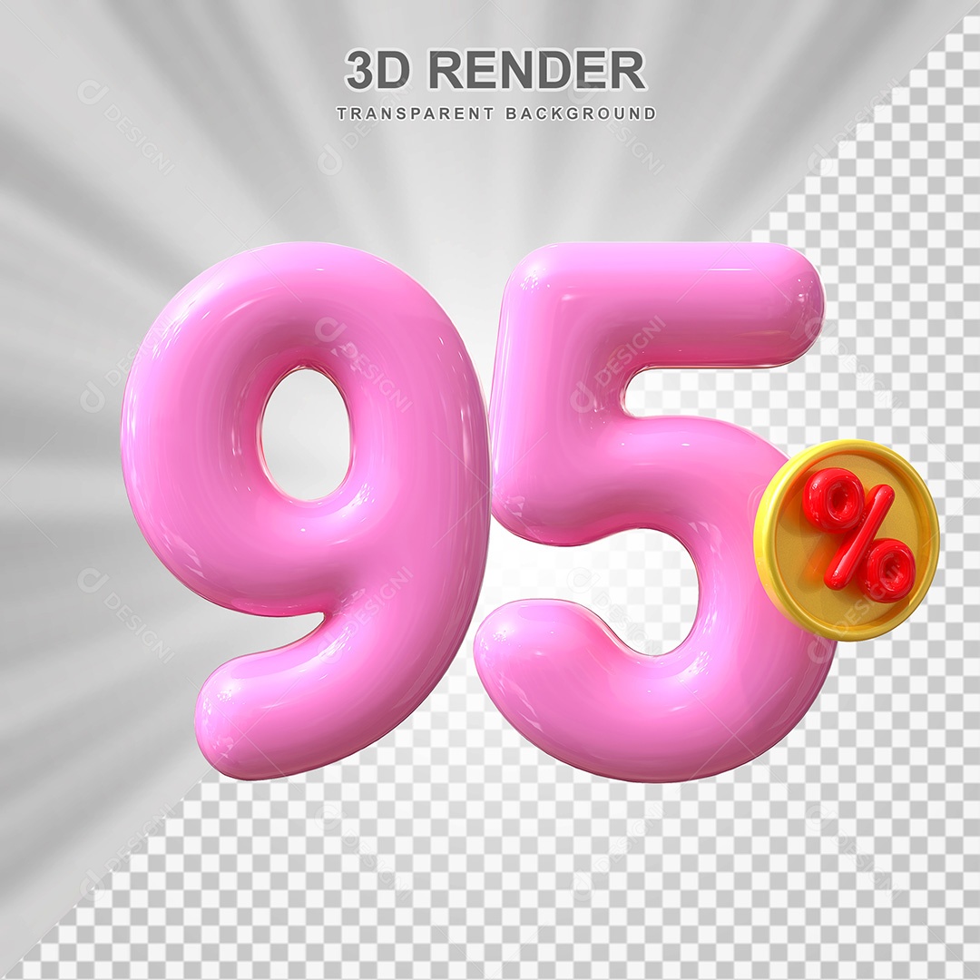 Elemento 3D Número 95% Roso Para Composição PSD