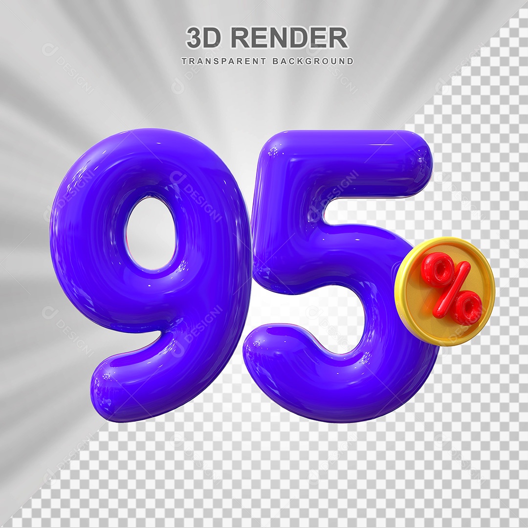 Elemento 3D Número 95% Roxo Para Composição PSD
