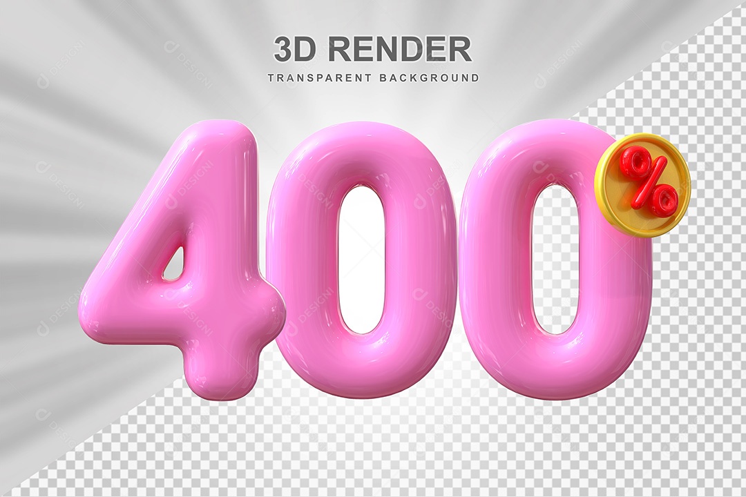 Elemento 3D Número 400% Roso Para Composição PSD