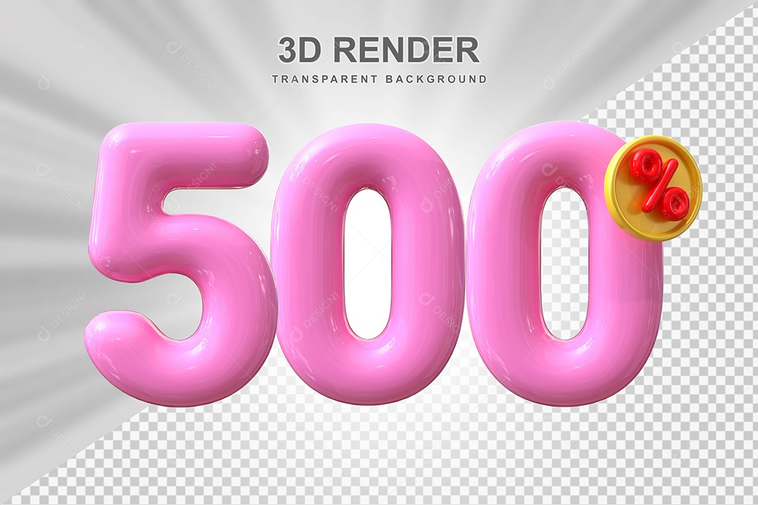 Elemento 3D Número 500% Roso Para Composição PSD