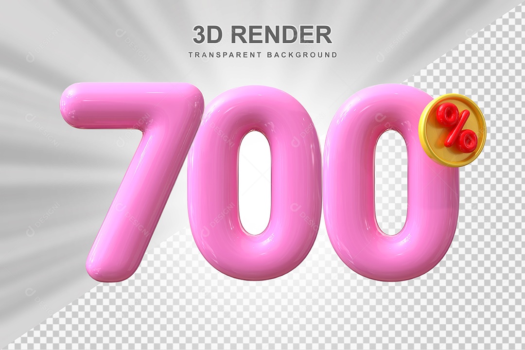 Elemento 3D Número 700% Rosa Para Composição PSD