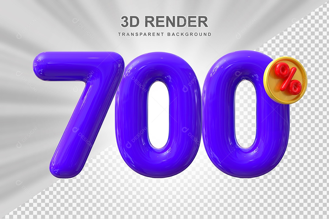 Elemento 3D Número 700% Roxo Para Composição PSD