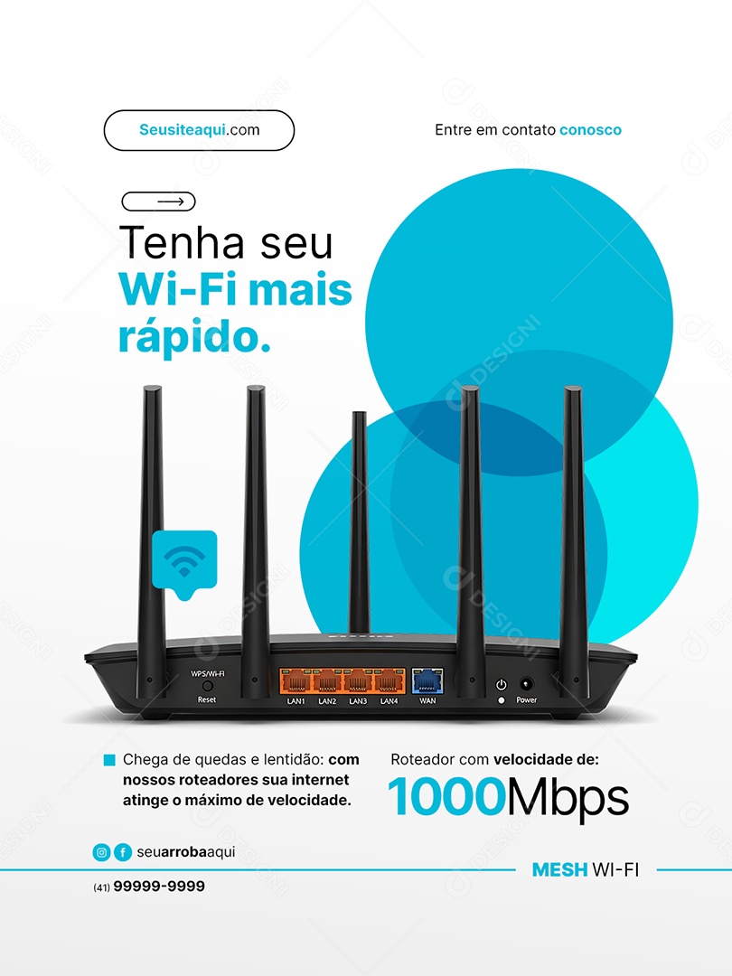 Distribuidor Telecom Tenha seu Wi-Fi Mais Rápido Social Media PSD Editável