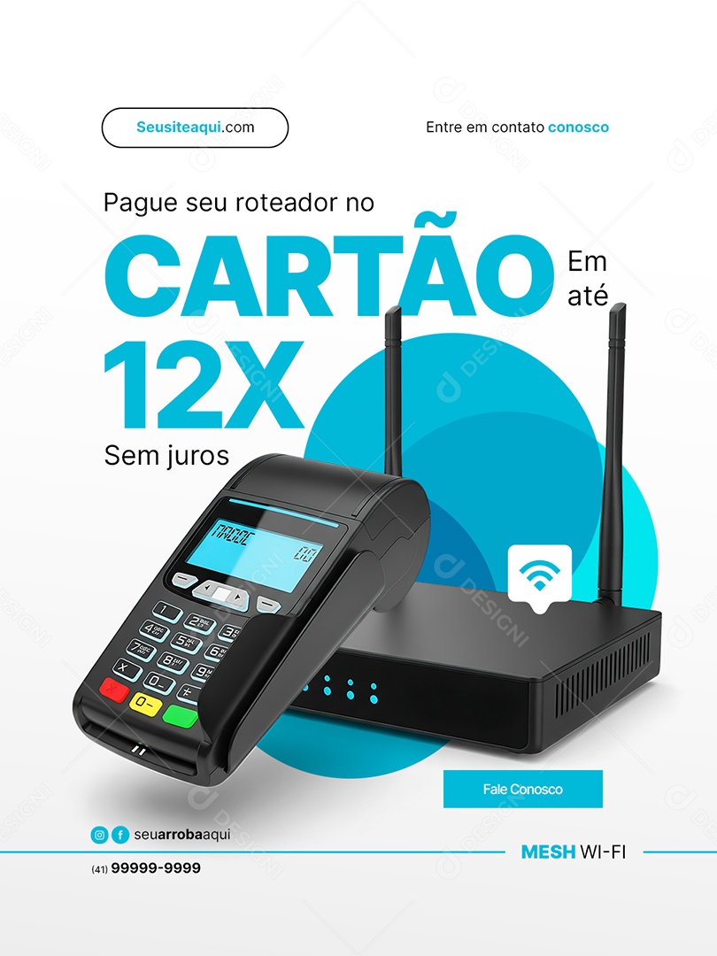 Distribuidor Telecom Pague seu Roteador no Cartão Social Media PSD Editável