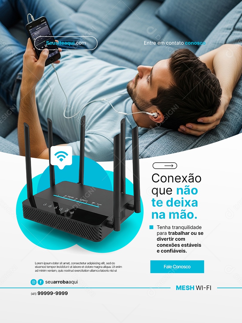 Distribuidor Telecom Conexão Que Não Te Deixa na Mão Social Media PSD Editável