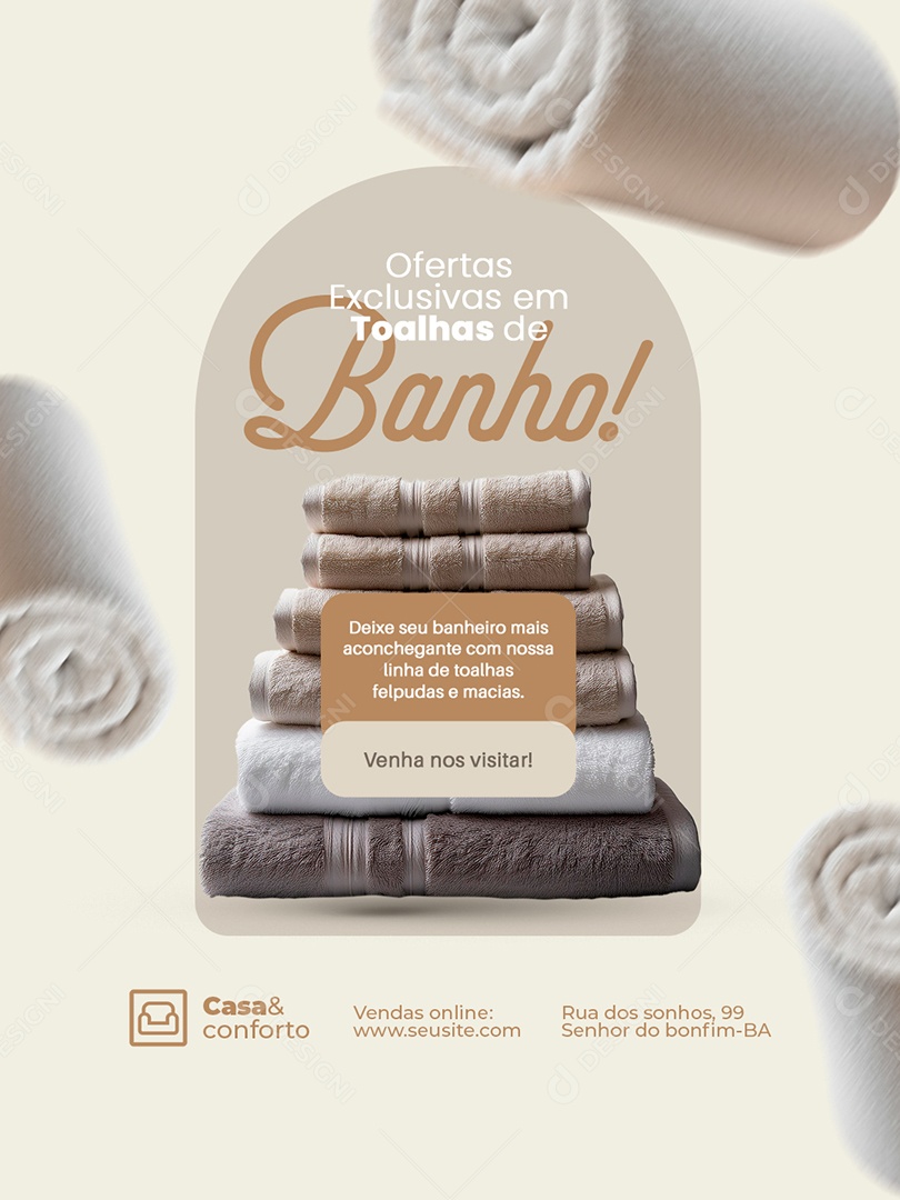 Cama Mesa e Banho Ofertas Exclusivas em Toalhas de Banho Social Media PSD Editável