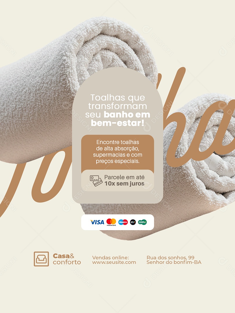 Cama Mesa e Banho Toalhas Que Transformam seu Banho Social Media PSD Editável