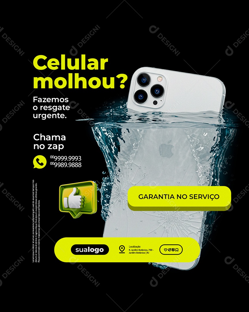 Manutenção de Celular Molhou Fazemos o Resgate Social Media PSD Editável