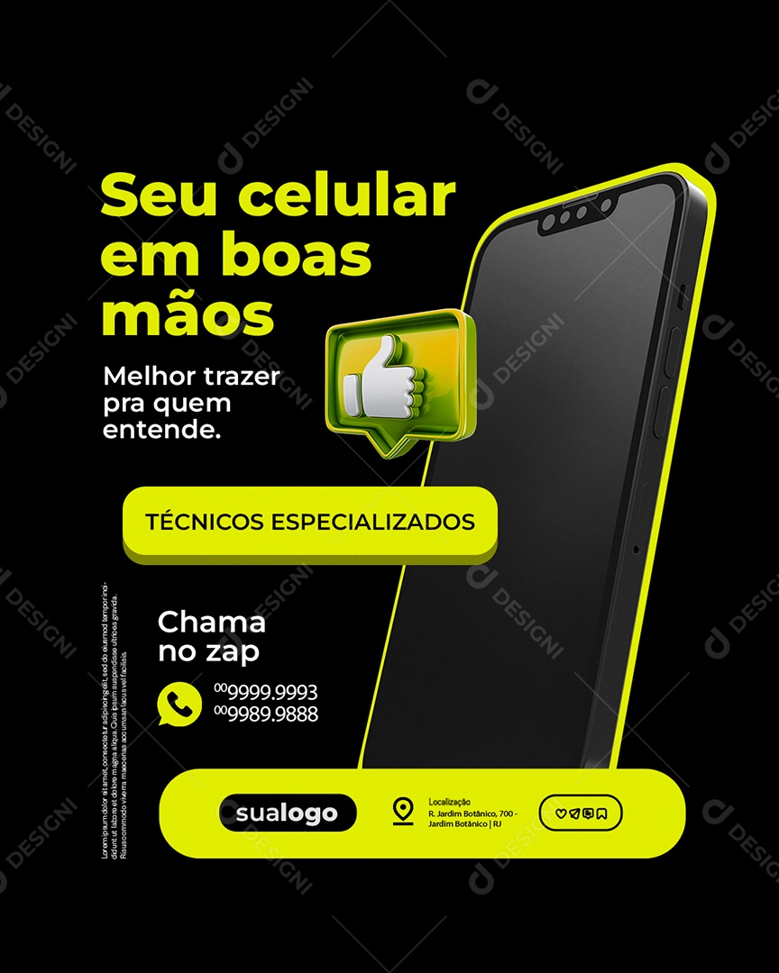 Manutenção de Celular Seu Celular em Boas Mãos Social Media PSD Editável