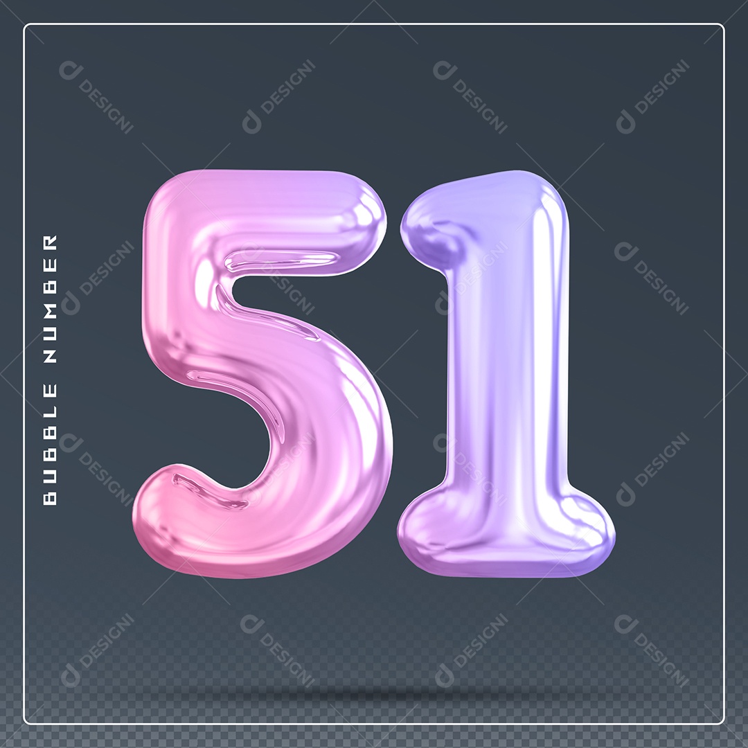 Elemento 3D Número 41 Colorido para Composição PSD