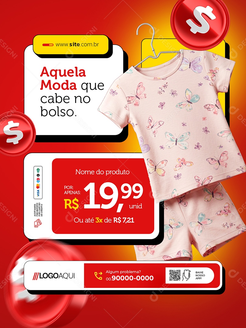 Loja Preço Único Aquela Moda Que Cabe no Bolso Social Media PSD Editável